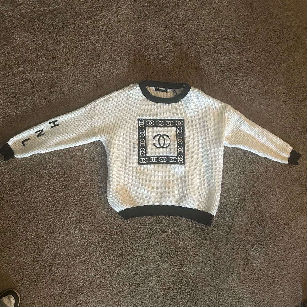 Men’s Black and White Chanel Sweater